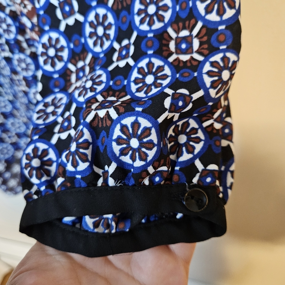 Zac & Rachel Women's Patterned Top Blue Brown Boho Lightweight Tunic Blouse - Picture 4 of 10